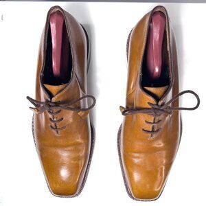 FRATELLI ROSSETTI Men's Lace Up Caramel Leather Oxfords 9.5D, Made in Italy
